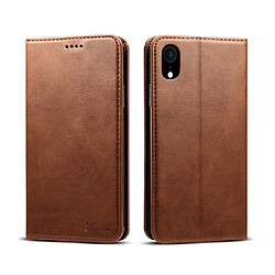 Wewoo Housse Coque Étui en cuir à rabat horizontal Suteni Texture veau pour iPhone XRavec supportlogements cartes et portefeuille café