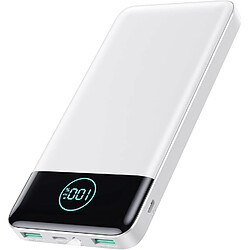 SANAG Batterie Externe 13800Mah, [Ultra Mince Mais Puissant] Power Bank Usb C 3A In & Out Chargeur Portable Avec Affichage Led Et Lampe De Poche Batterie Portable Pour Iphone Samsung Huawei - Blanc