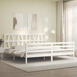 Avis Maison Chic Lit adulte - Cadre Structure de lit avec tête de lit Contemporain blanc 200x200 cm bois massif -MN40261