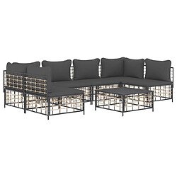 Avis Maison Chic Salon de jardin 7 pcs + coussins - Mobilier/Meubles de jardin - Table et chaises d'extérieur anthracite résine tressée -MN98437