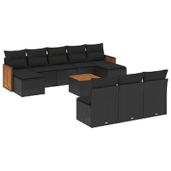 Maison Chic Salon de jardin 11 pcs avec coussins | Ensemble de Table et chaises | Mobilier d'Extérieur noir résine tressée -GKD99163