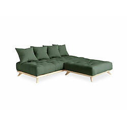 Acheter Inside 75 Canapé convertible futon SENZA pin naturel coloris vert olive couchage 90 cm.