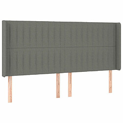 Avis Maison Chic Tête de lit scandinave à LED,meuble de chambre Gris foncé 163x16x118/128 cm Tissu -MN27117