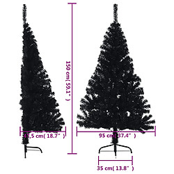 vidaXL Demi sapin de Noël artificiel avec support Noir 150 cm PVC pas cher