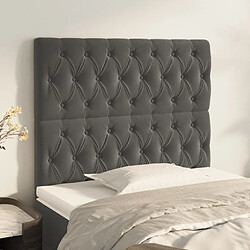 Maison Chic Lot de 2 Têtes de lit design pour chambre - Décoration de lit Gris foncé 100x7x78/88 cm Velours -MN80070