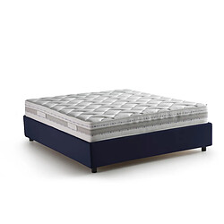 Avis Autrement Talamo Italia Silvia lit double avec conteneur, Made in Italy, en tissu déhoussable, 160x200 cm, avec ouverture frontale, Bleu, avec matelas inclus.