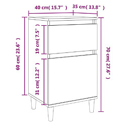 vidaXL Table de chevet chêne fumé 40x35x70 cm pas cher