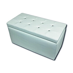 Alter Pouf de rangement en simili cuir, coloris blanc, Dimensions 90 x 45 x 45 cm