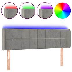 vidaXL Tête de lit à LED Gris clair 147x16x78/88 cm Velours