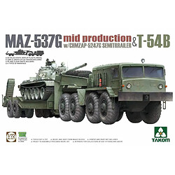 Takom Maquette Camion Maz-537g Mid Production With Chmzap-5247g Semitrailer & T-54b