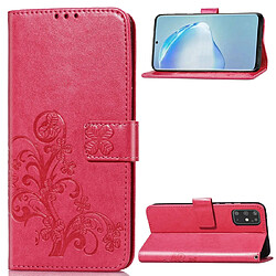 Wewoo Housse Coque Pour Galaxy S11 Fermoir à quatre feuilles Boucle en relief Protection téléphone portable cuir avec lanière et fente carte et portefeuille et fonction de support magenta