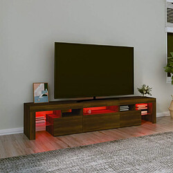 Maison Chic Meuble TV avec lumières LED, Banc TV pour salon, Meuble de rangement Chêne marron 200x36,5x40 cm -GKD48631 pas cher