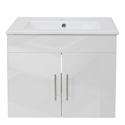 Avis Mendler Lavabo + meuble sous évier HWC-D16, meuble sous vasque, poli miroir 60cm ~ blanc