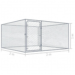 Helloshop26 Chenil extérieur cage enclos parc animaux chien extérieur pour chiens acier galvanisé 2 x 2 x 1 m 02_0000471