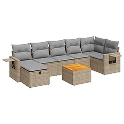 vidaXL Salon de jardin avec coussins 8 pcs beige résine tressée