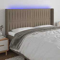 vidaXL Tête de lit à LED Taupe 163x16x118/128 cm Tissu