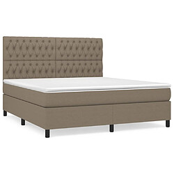 vidaXL Sommier à lattes de lit avec matelas Taupe 180x200 cm Tissu