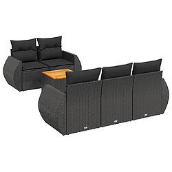 vidaXL Salon de jardin 6 pcs avec coussins noir résine tressée