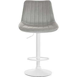 Decoshop26 Lot de 2 tabourets de bar réglable en hauteur pivotant à 360° assise en velours gris couture verticale pied métal blanc 10_0004431 pas cher