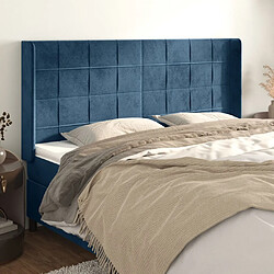 Maison Chic Tête de lit moderne avec oreilles pour chambre - Décoration de lit Bleu foncé 203x16x118/128 cm Velours -MN21977