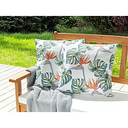 Beliani Lot de 2 coussins TORRAZZO 45 x 45 cm Motif de plante Multicolore