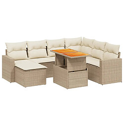 vidaXL Salon de jardin avec coussins 8 pcs beige résine tressée