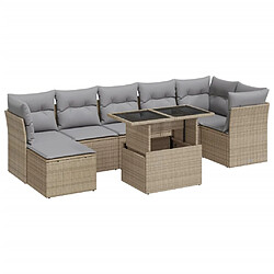 vidaXL Salon de jardin avec coussins 8 pcs beige résine tressée