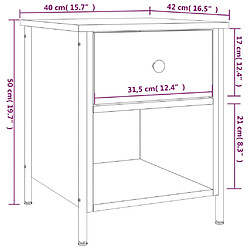 vidaXL Tables de chevet 2 pcs chêne sonoma 40x42x50 cm bois ingénierie pas cher