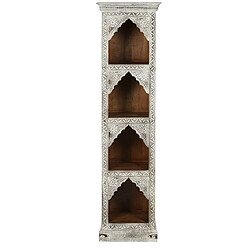 Pegane Etagère, meuble étagère en bois sculpté coloris blanc - longueur 50 x profondeur 40 x Hauteur 186 cm