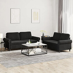 Maison Chic Ensemble de canapés 2 pcs avec coussins, Canapé droit Sofa pour Salon Noir Velours -GKD475024