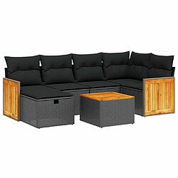 Maison Chic Ensemble Tables et chaises d'extérieur 7pcs avec coussins,Salon de jardin noir résine tressée -GKD346116