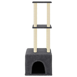 Helloshop26 Arbre à chat meuble tour grimper jouet grattage grattoir escalade plateforme avec griffoirs en sisal foncé 133,5 cm gris 02_0022657