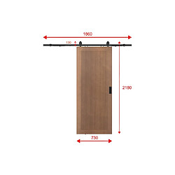 Acheter Vente-Unique Porte coulissante avec système en applique en MDF et bois - naturel foncé - H205 x L73 cm - SANDORA