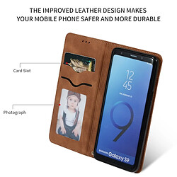 Wewoo Housse Coque Etui en cuir avec rabat horizontal magnétique Business Skin Feel pour Samsung Galaxy S9 Marron