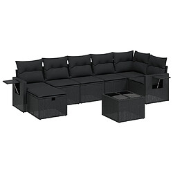 Maison Chic Ensemble Tables et chaises d'extérieur 8 pcs avec coussins,Salon de jardin noir résine tressée -GKD861359