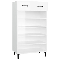 Maison Chic Armoire à Chaussures,Meuble de Rangement à Chaussures Blanc brillant 60x35x105cm Bois ingénierie -MN28427