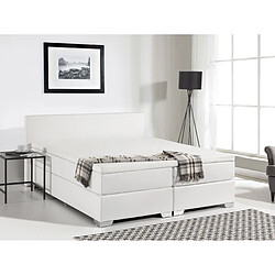 Beliani Lit boxspring en cuir PU blanc 180x200 cm PRESIDENT