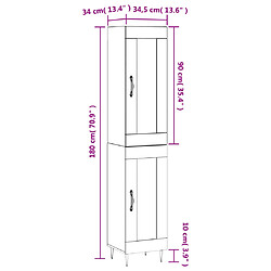 vidaXL Buffet haut Sonoma gris 34,5x34x180 cm Bois d'ingénierie pas cher