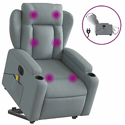 Maison Chic Fauteuil Relax pour salon, Fauteuil inclinable de massage électrique Gris clair Tissu -GKD65077