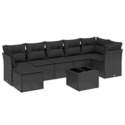 vidaXL Salon de jardin 8 pcs avec coussins noir résine tressée