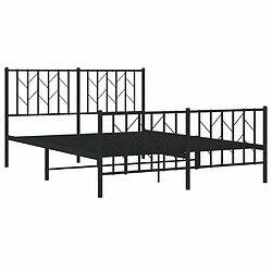 Acheter Maison Chic Cadre/structure de lit métal et tête de lit + pied de lit pour adulte - Lit Moderne Chambre noir 135x190 cm -MN82046