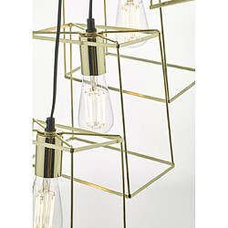 Luminaire Center Suspension Tower Or poli 6 ampoules 70cm