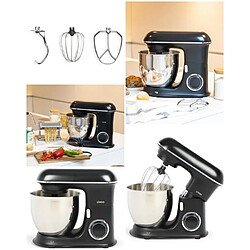 Livoo Robot Pâtissier Pétrin Noir 6.5L 1400W Bol inox 5L 6 vitesses pour préparer vos pâtes à Tartes, crêpes, pizza, pain crème