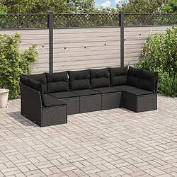 Maison Chic Salon de jardin 7 pcs avec coussins | Ensemble de Table et chaises | Mobilier d'Extérieur noir résine tressée -GKD14905