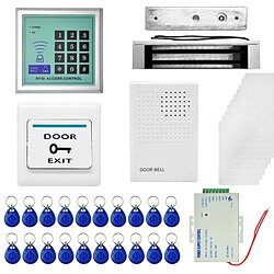 Wewoo Badgeuse Kits de système de contrôle d'accès RFID + serrure magnétique + 20 porte-clés ID + 10 cartes d'identité + alimentation + cloche de porte + bouton de sortie