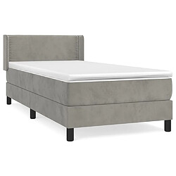 Maison Chic Structures de lit + matelas,Lit à sommier tapissier et matelas pour Chambre Gris clair 80x200 cm Velours -MN77328