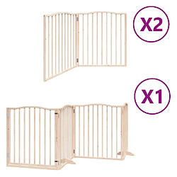 vidaXL Barrière pour chien porte pliable 8 panneaux bois de peuplier