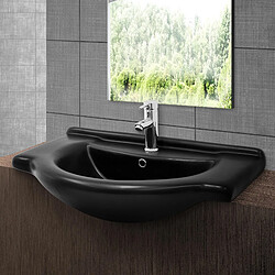 ML DESIGN MODERN LIVING Lavabo en céramique noir mat vasque encastre pour salle de bain 770x505x225 mm