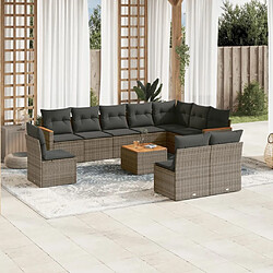 Maison Chic Salon de jardin 11 pcs avec coussins | Ensemble de Table et chaises | Mobilier d'Extérieur gris résine tressée -GKD66262