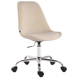 Decoshop26 Chaise de bureau sur roulettes en tissu velours crème BUR10350